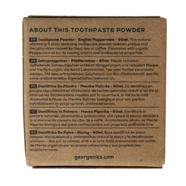 Georganics Dentifricio in Polvere Minerale Menta Inglese 60 Millilitri