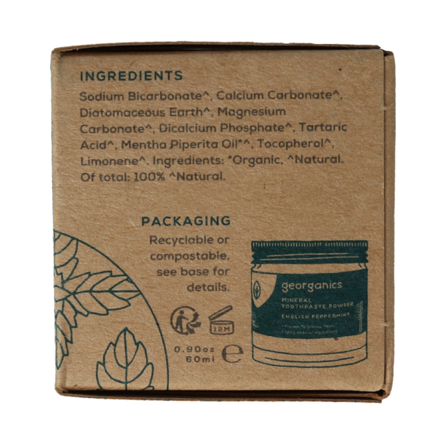Georganics Mineralisches Zahnpastapulver Englische Pfefferminze 60 Milliliter