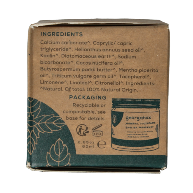 Pasta de dientes Georganics rica en minerales menta inglesa 60 ml