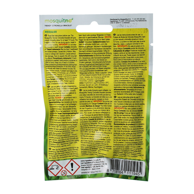 Braccialetto Mosquitno alla Citronella, modello Regular, 1 Pezzo