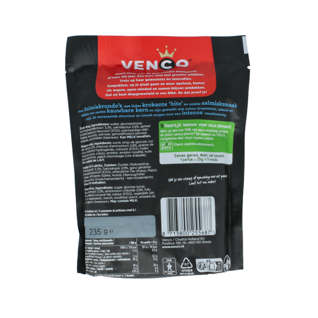 Venco Salmiak rondo 235 gramos