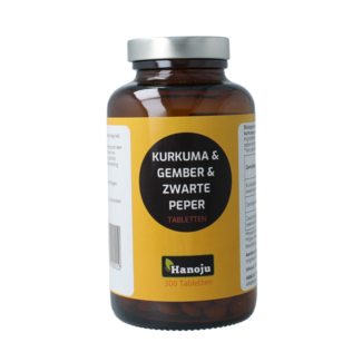 Hanoju Cúrcuma + jengibre + piperina 500mg 300 Comprimidos