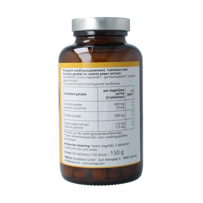 Cúrcuma + jengibre + piperina 500mg 300 Comprimidos