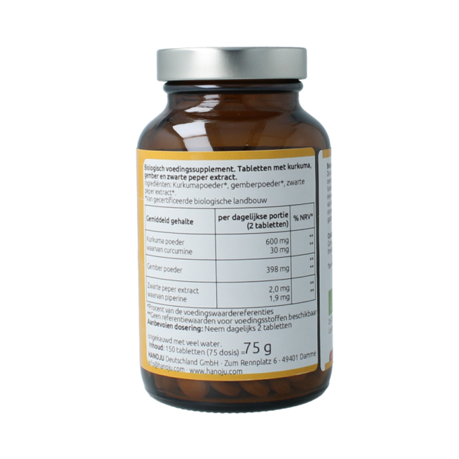 Kurkuma + Ingwer + Piperin 500 mg 150 Tabletten