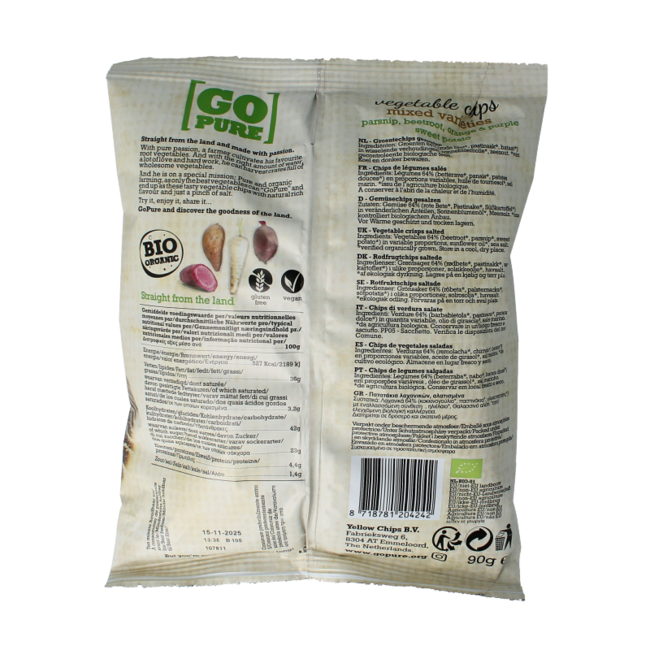 Organic vegetable crisps 90g