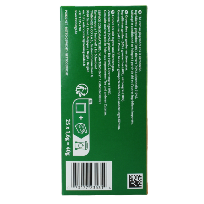 Twinings Thé vert gingembre 25 sachets