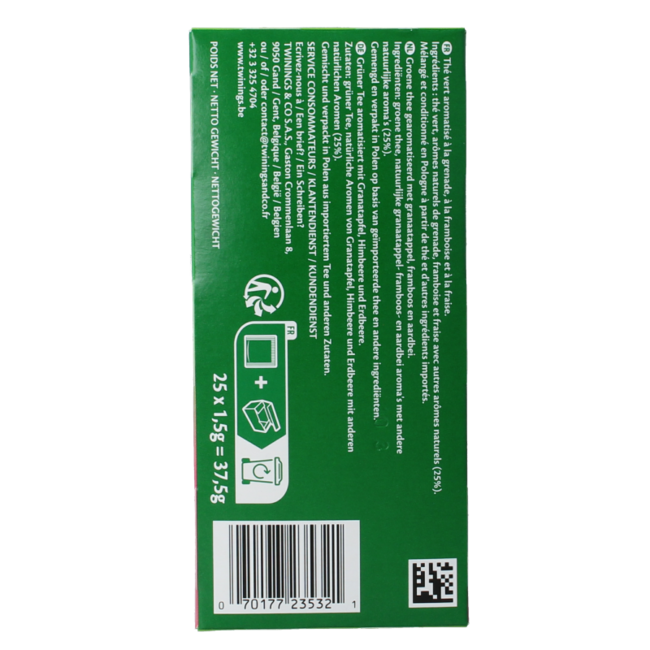Thé vert pomegranate raspberry strawberry 25 Beutel
