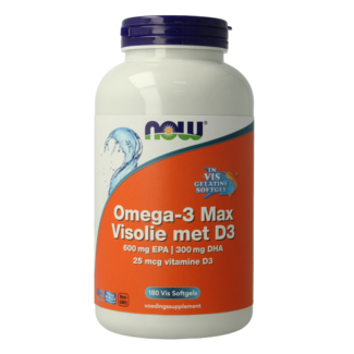 NOW NOW Omega 3 Max Fish Oil D3 EPA DHA 180 Softgels