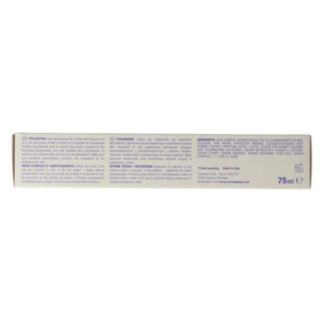 Pasta de dientes Curasept ADS DNA Implant Pro 720 CHX 0,20% + HA 75 mililitros