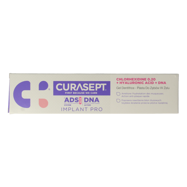 Pasta de dientes Curasept ADS DNA Implant Pro 720 CHX 0,20% + HA 75 mililitros