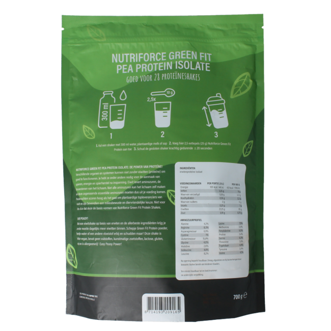 Nutriforce Green fit pea proteine 700 Gramos