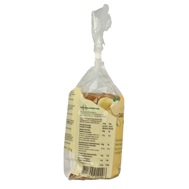 Galletas de Avena Ecológicas Billy's Farm Jengibre-Limón 200 Gramos