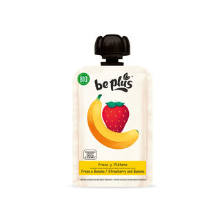 Beplus Beplus Knijpfruit 100% strawberry banana bio 100 Gram