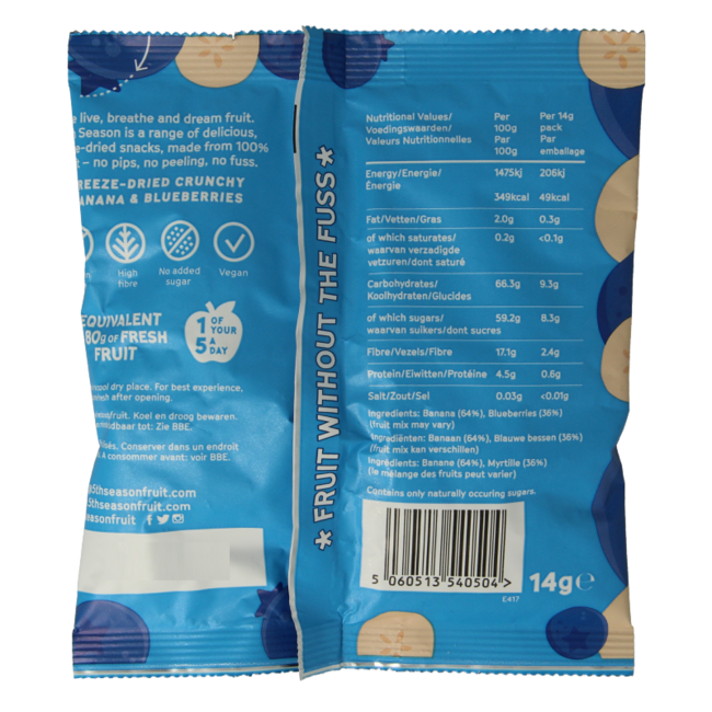 5th Season Freeze dried banana blueberry 14 Gram
