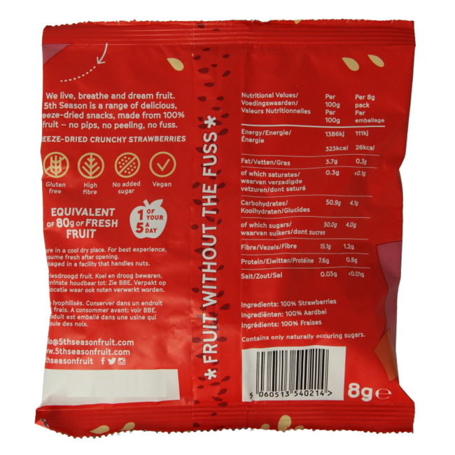 5th Season Gefriergetrocknete Erdbeeren 8 Gramm