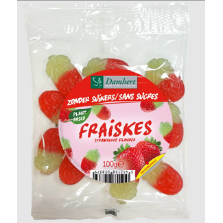 Damhert Damhert Fraiskes truskawkowe bez cukru 100 Gramów