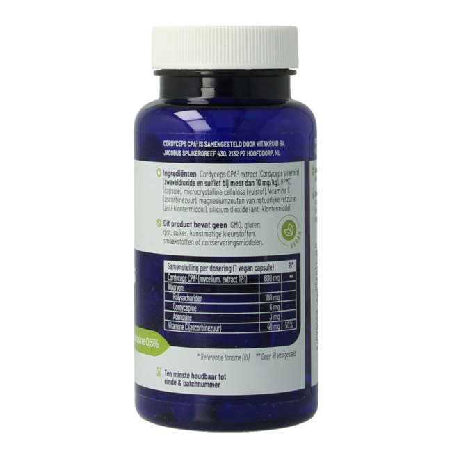 Cordyceps CPA3 mycelium extract 12:1 60 Vegetarian capsules