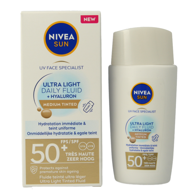 Nivea Sun fluide solaire visage quotidien SPF50 teinté médium 40 ml