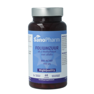 SanoPharm Acide folique avec luzerne haute qualité 60 gélules