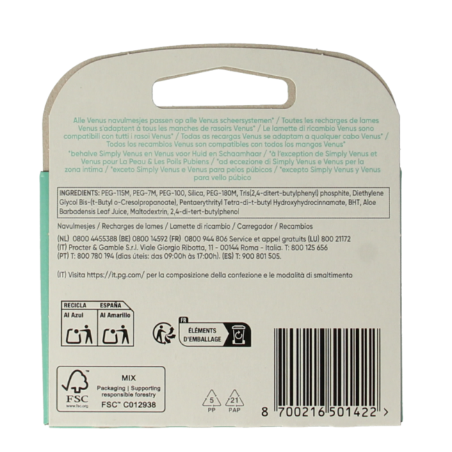 Gillette Venus deluxe smooth sensitive blades 3 Stuks