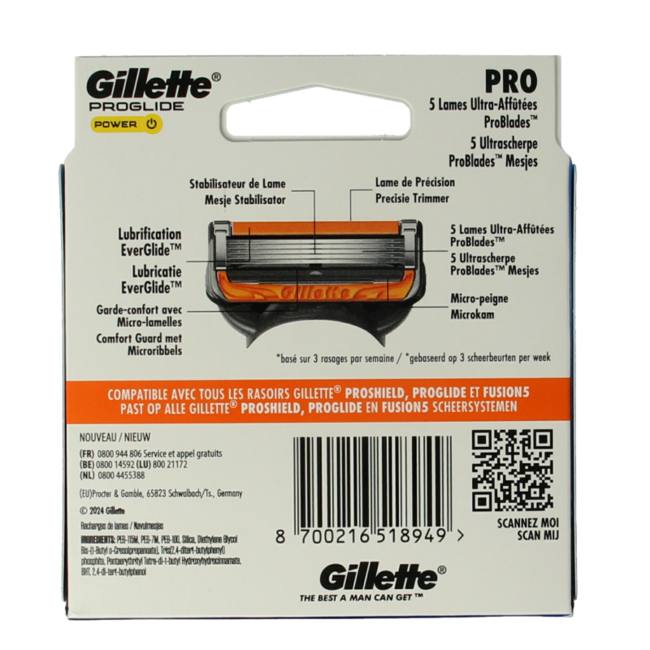 Gillette Proglide Power blades 8 pieces