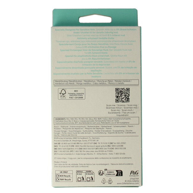 Rasoir Gillette Venus Deluxe Smooth Sensitive Rosegold, 1 unité