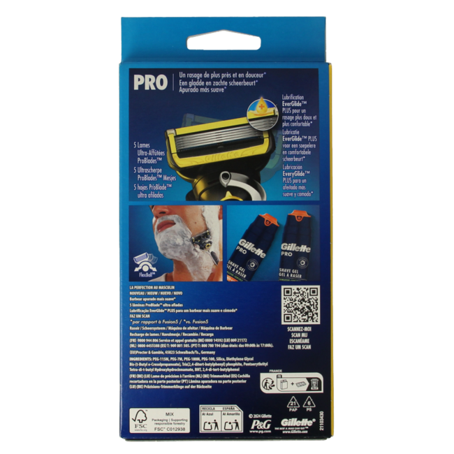 Gillette Proshield yellow razor 2 pieces