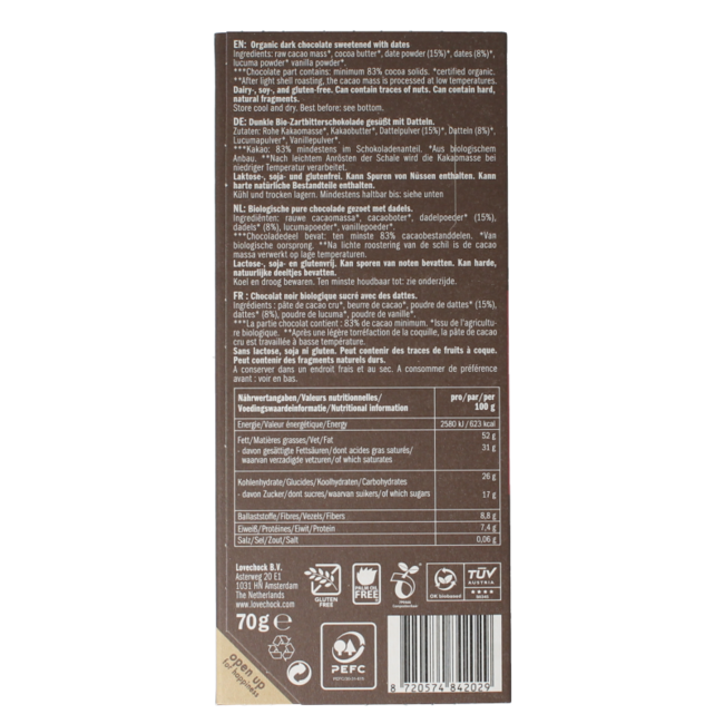Dark & dates organic 70 Gram