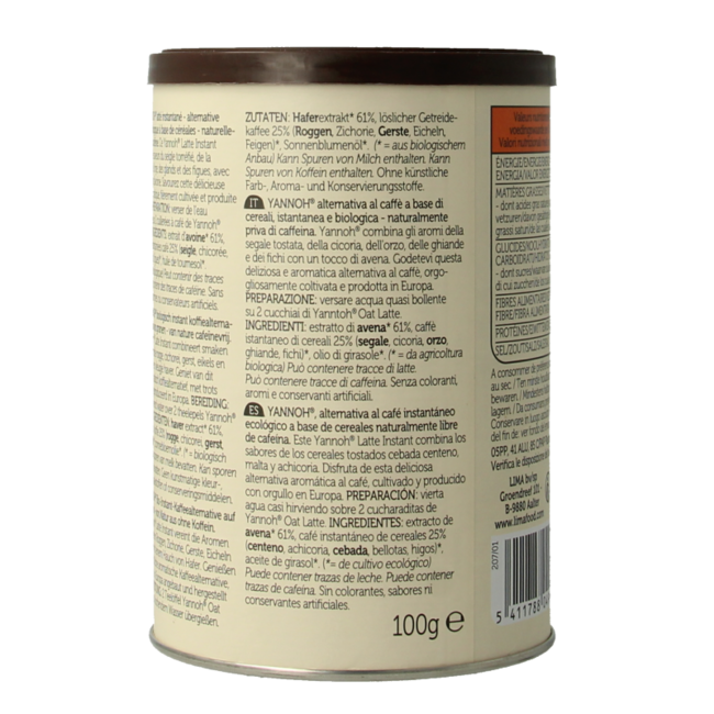Lima Yannoh oat latte bio 100 Gramos