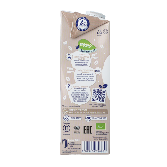 Isola Bio Boisson à l'avoine barista bio 1 litre