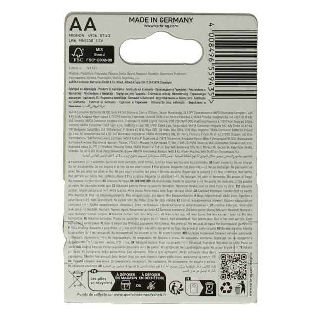 Varta Piles AA High Energy - Lot de 4