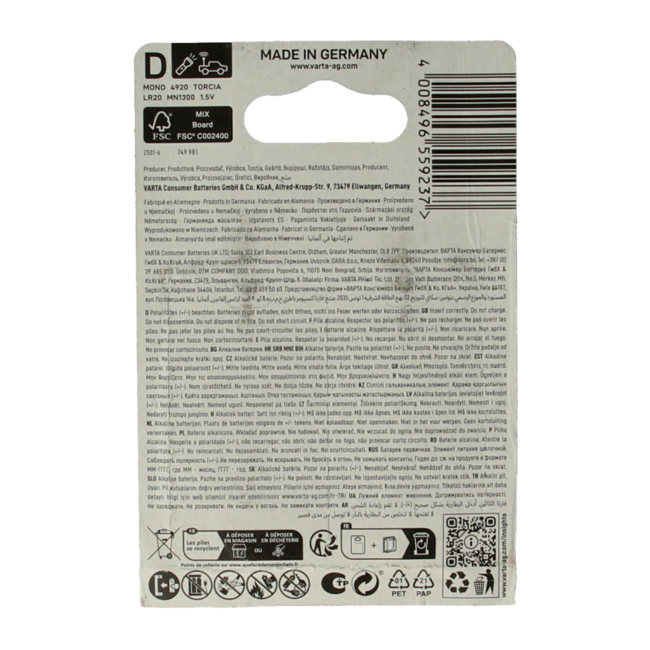 Varta Batteria mono D 2 Pezzi