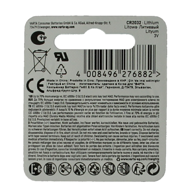 Varta coin cell battery 1 piece