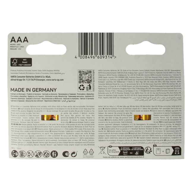 Varta Batterie AAA Micro 10 Stück