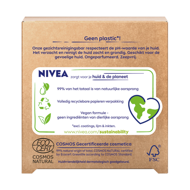 Pastilla limpiadora facial Nivea Naturally Clean Suavizante 75 Gramos