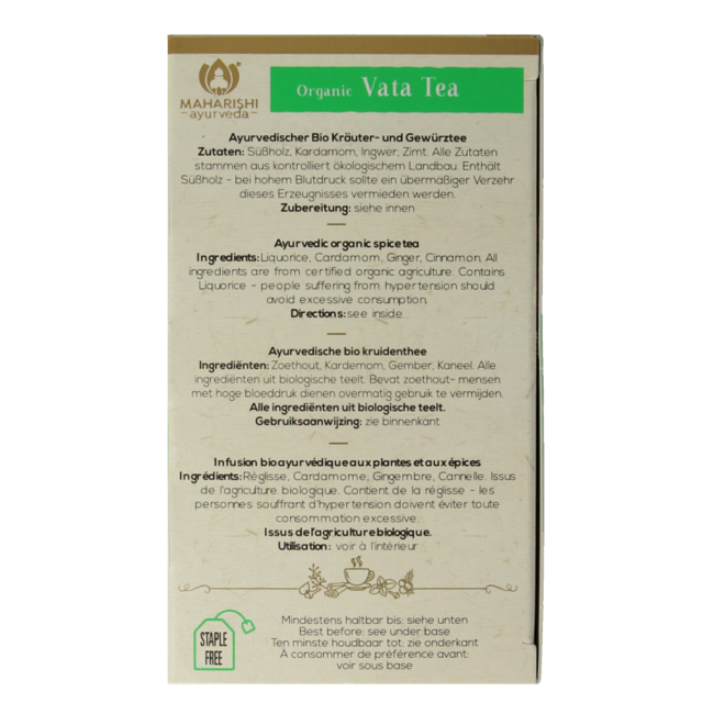 Vata bolsitas de té bio 15 bolsitas