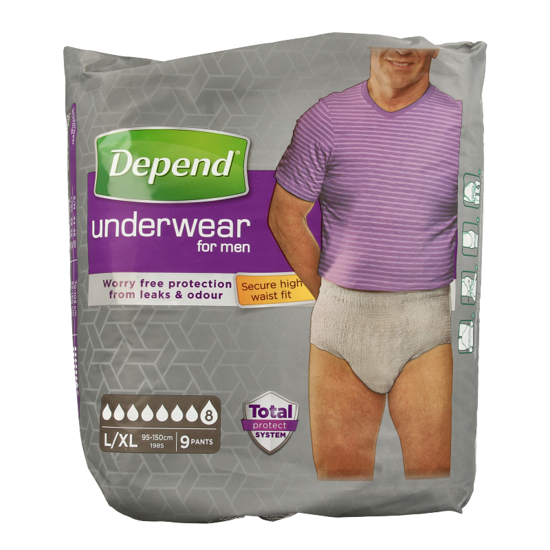Depend Pants para hombre super talla L/XL 9 unidades
