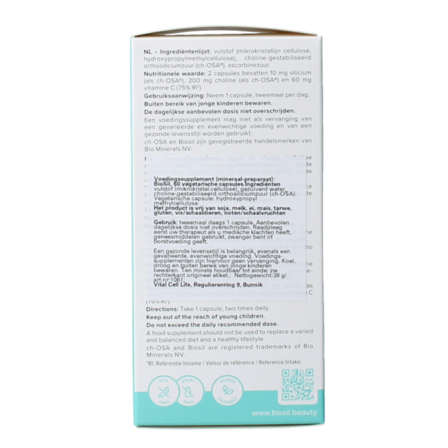 Biosil Piel cabello uñas 60 Cápsulas vegetarianas