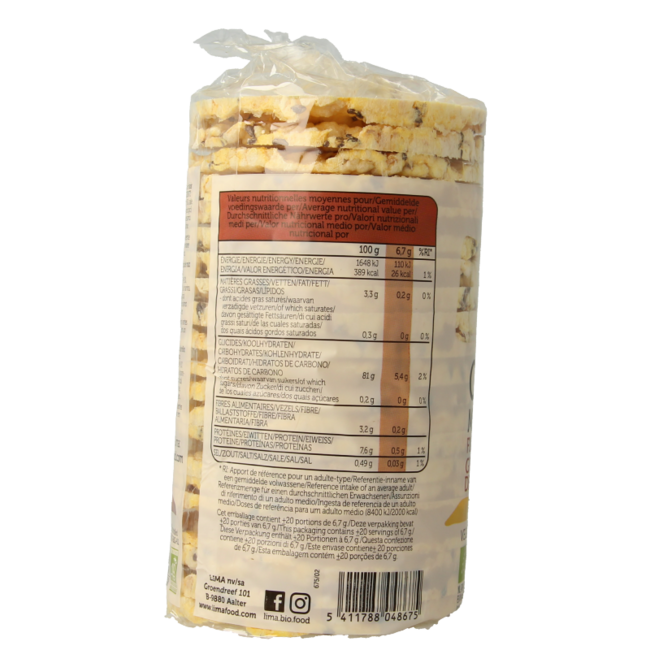 Lima Organic Corn Cakes with Linseed 130 Grams