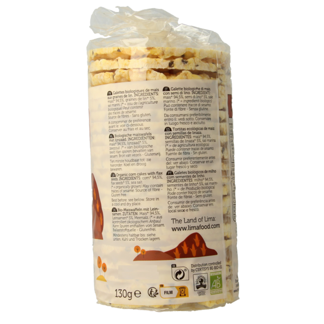 Lima Gallette di Mais con Semi di Lino Bio 130 Grammi
