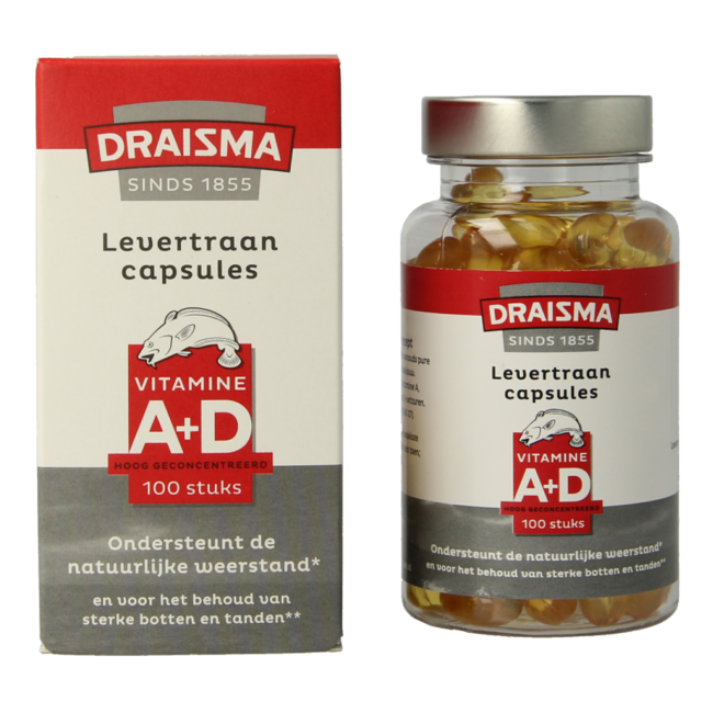 Vitamine A + D Huile de foie de morue 100 Capsules