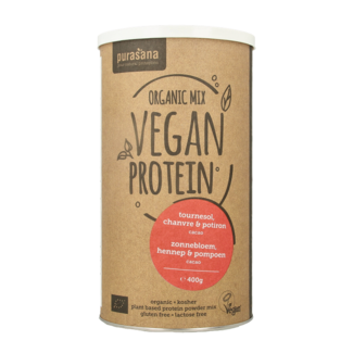 Purasana Purasana Proteína Vegana de Girasol, Cáñamo, Calabaza y Cacao Bio 400 gramos