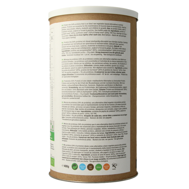 Purasana Proteína girasol cáñamo calabaza vegana bio 400 gramos