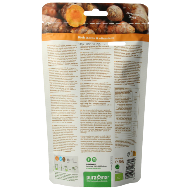 Curcuma Pulver vegan bio 200 Gramm