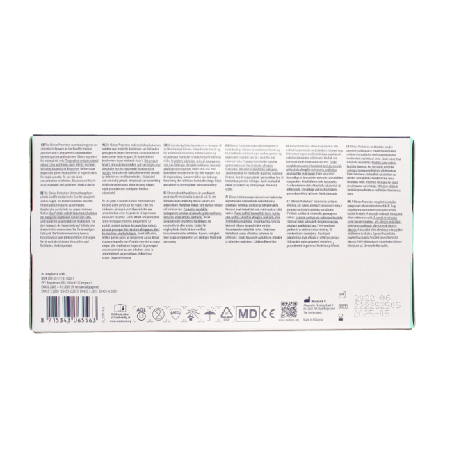 Klinion powder-free latex examination gloves, size XL, 100 pieces