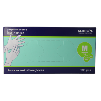 Klinion Guante de examen protector de látex talla M sin polvo 100 unidades