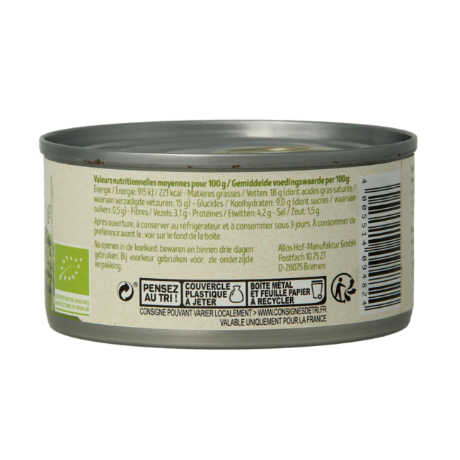 Paté de pimienta verde bio 125 gramos