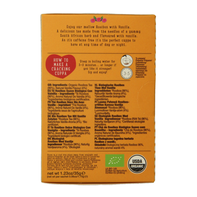 Mellow vanilla rooibos bio 20 bolsitas