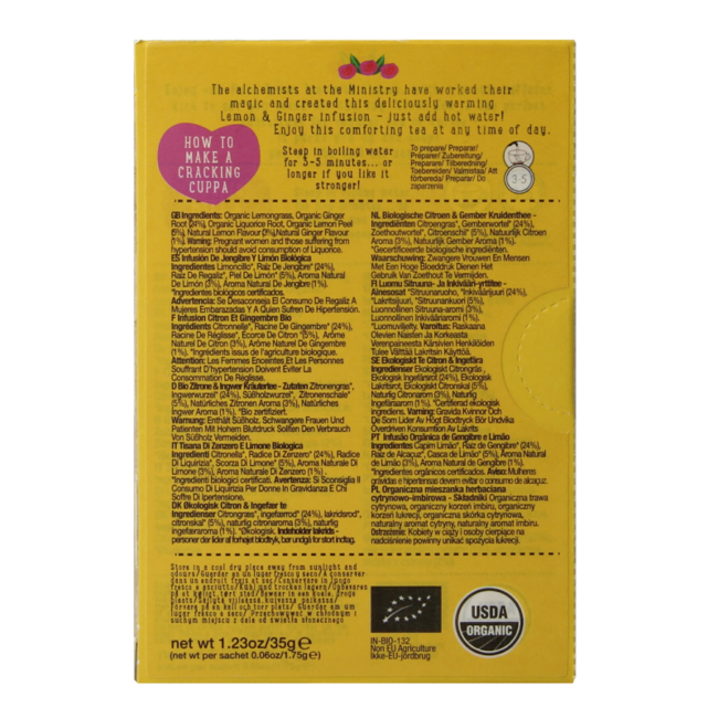 Ministry Of Tea Lemon & ginger organic 20 bags