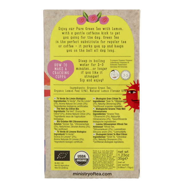 Ministry Of Tea Organic Lemon Green Tea - 20 Tea Bags